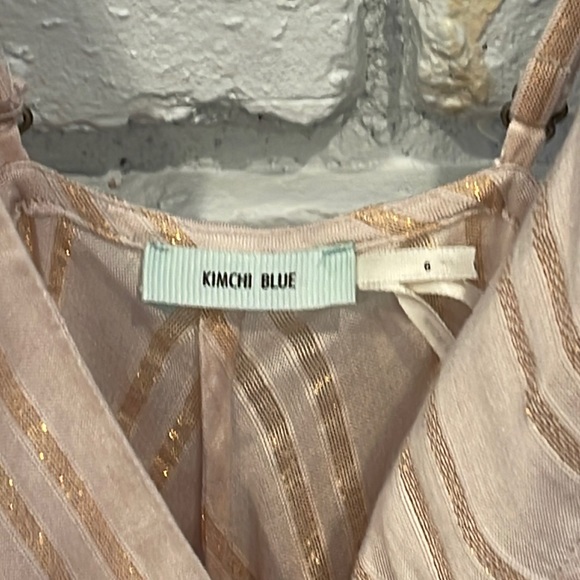 Urban Outfitters Kimchi Blue Gold Thistle Sparkle Metallic Wrap Maxi Dress 6 - Picture 6 of 13